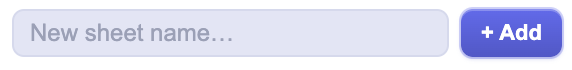 New sheet name input with + Add button