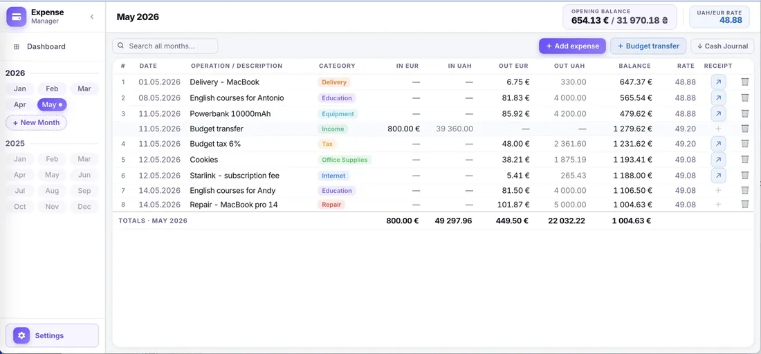 Expense Manager app — live preview
